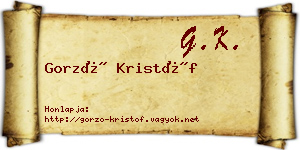 Gorzó Kristóf névjegykártya